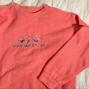VINTAGE KEY WEST PINK CREW NECK SWEATSHIRT